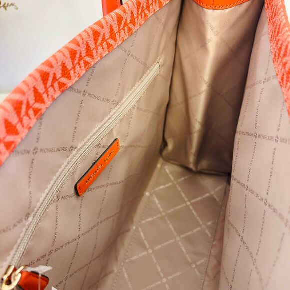 Michael Kors Purse Mirella Medium Ombré Logo Tote Bag Red Clay - Picture 6 of 8